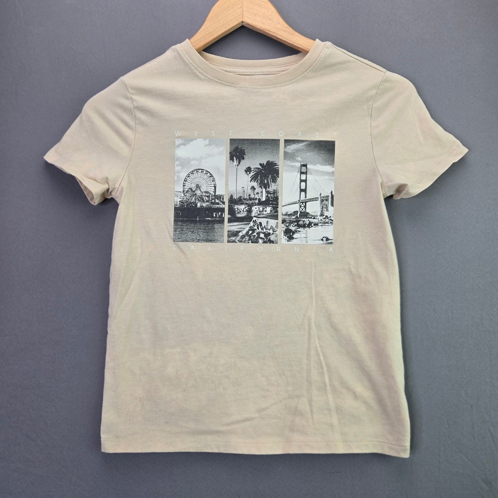 Cat & Jack Graphic T-Shirt West Coast California Size M 8 Tan Short Sleeve Tee